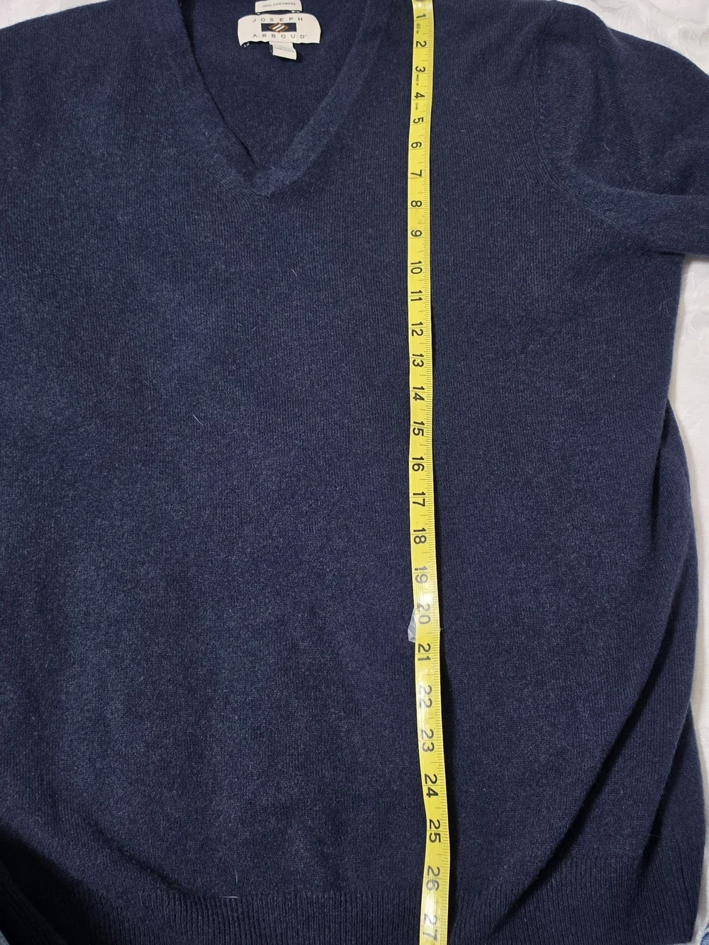 Joseph Abboud 100% Cashmere Sweater Mens L Navy Blue V Neck Quiet Luxury